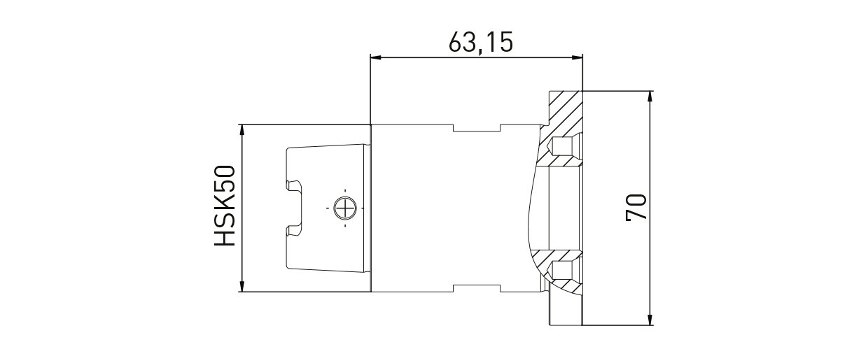 Adapter HSK50 x ø25 auf Rollomatic